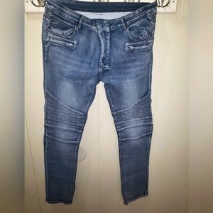 Streetwear biker Jeans for all weather pleated